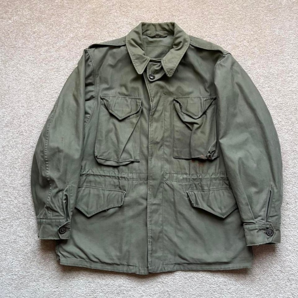 Vintage Olive Green 1943 Field Jacket 36R Fits Medium Distressed 1940s Military